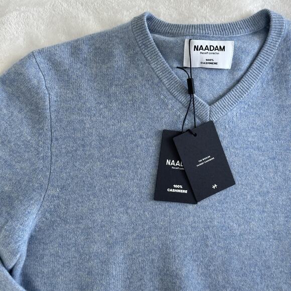 Naadam Sweater Mens XS Dusty Blue 100% Cashmere V Neck Pullover Knit Limited Edi - Picture 2 of 8